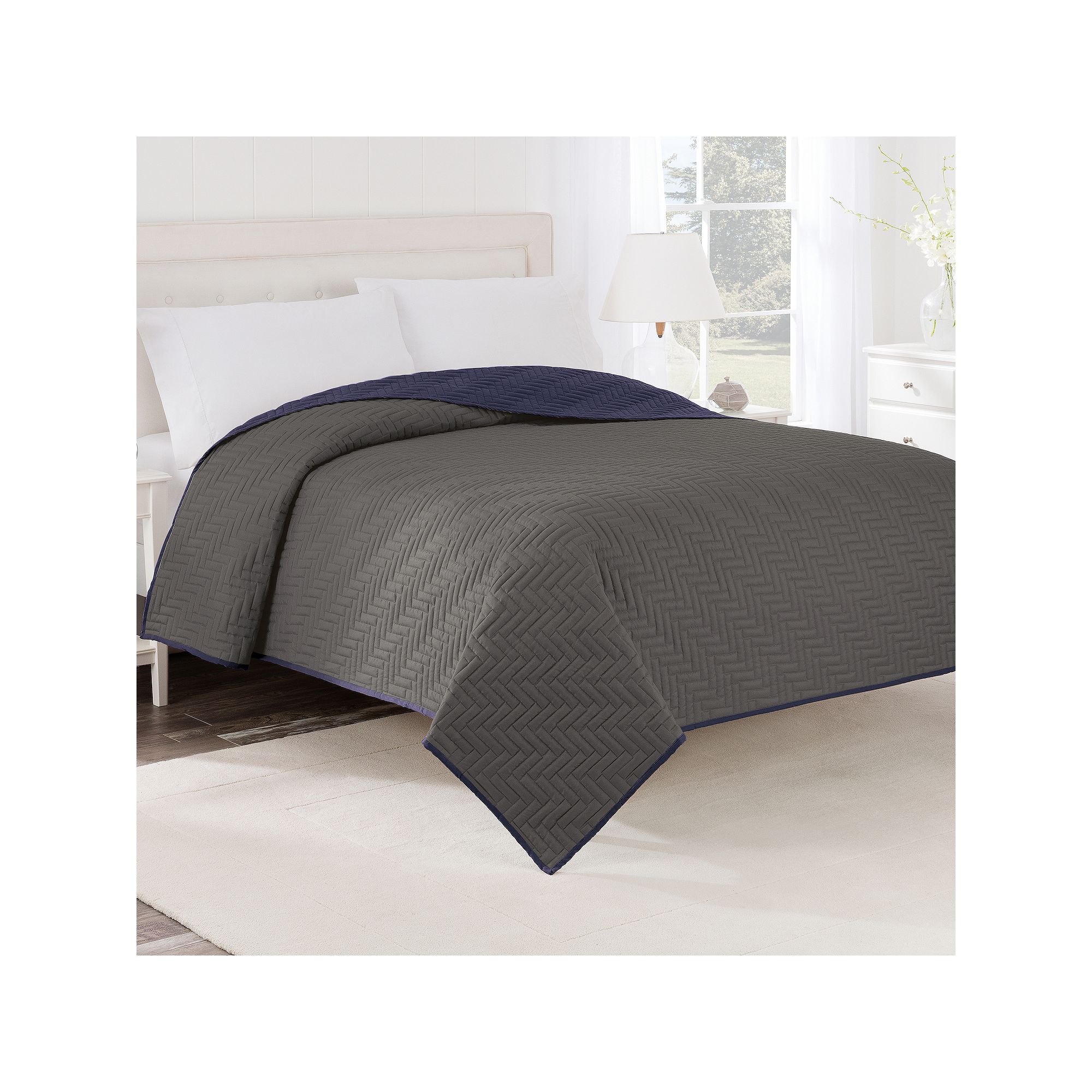 Martex Reversible Coverlet, Blue