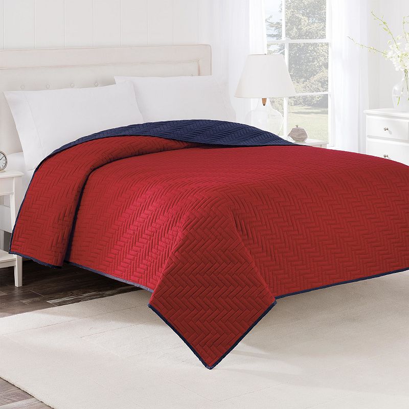 Martex Reversible Coverlet, Med Red, Twin