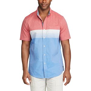 Men's Chaps Classic-Fit Chest-Striped Poplin Button-Down Shirt