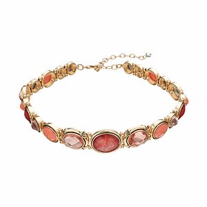 Napier Pink Oval Stone Choker Necklace