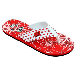 Women's College Edition Wisconsin Badgers Floral Polka-Dot Flip-Flops