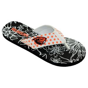 Women's College Edition Oregon State Beavers Floral Polka-Dot Flip-Flops