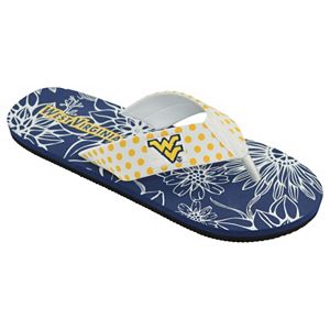 Women's College Edition West Virginia Mountaineers Floral Polka-Dot Flip-Flops