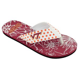 Women's College Edition Virginia Tech Hokies Floral Polka-Dot Flip-Flops