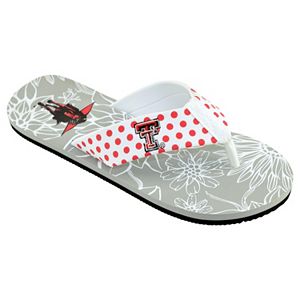 Women's College Edition Texas Tech Red Raiders Floral Polka-Dot Flip-Flops