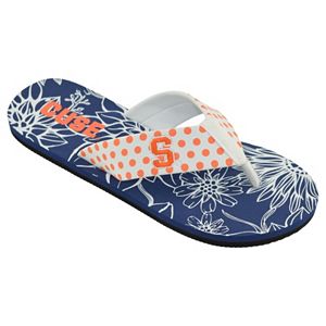 Women's College Edition Syracuse Orange Floral Polka-Dot Flip-Flops