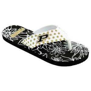 Women's College Edition Purdue Boilermakers Floral Polka-Dot Flip-Flops