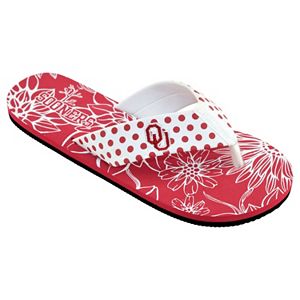 Women's College Edition Oklahoma Sooners Floral Polka-Dot Flip-Flops