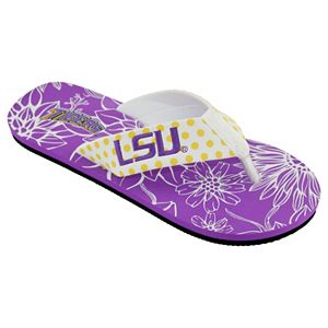 Women's College Edition LSU Tigers Floral Polka-Dot Flip-Flops