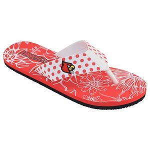 Women's College Edition Louisville Cardinals Floral Polka-Dot Flip-Flops