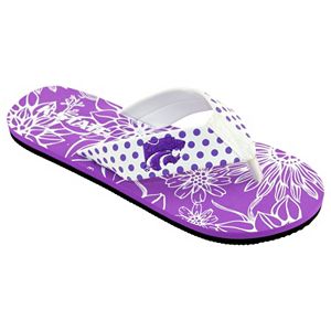 Women's College Edition Kansas State Wildcats Floral Polka-Dot Flip-Flops