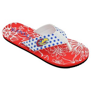 Women's College Edition Kansas Jayhawks Floral Polka-Dot Flip-Flops