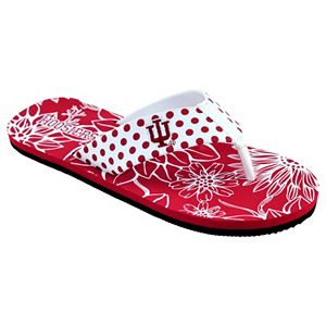 Women's College Edition Indiana Hoosiers Floral Polka-Dot Flip-Flops