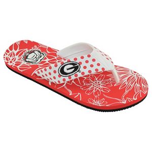 Women's College Edition Georgia Bulldogs Floral Polka-Dot Flip-Flops