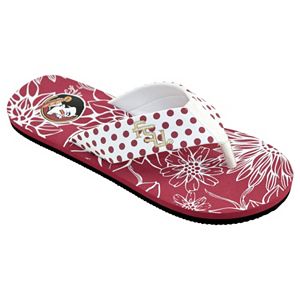 Women's College Edition Florida State Seminoles Floral Polka-Dot Flip-Flops