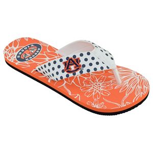 Women's College Edition Auburn Tigers Floral Polka-Dot Flip-Flops