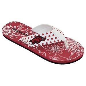Women's College Edition Arkansas Razorbacks Floral Polka-Dot Flip-Flops
