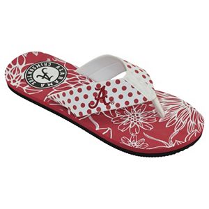 Women's College Edition Alabama Crimson Tide Floral Polka-Dot Flip-Flops