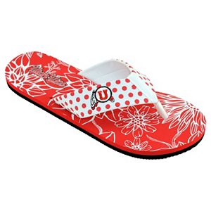 Women's College Edition Utah Utes Floral Polka-Dot Flip-Flops