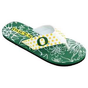 Women's College Edition Oregon Ducks Floral Polka-Dot Flip-Flops