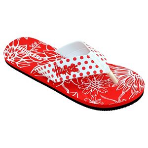 Women's College Edition Nebraska Cornhuskers Floral Polka-Dot Flip-Flops