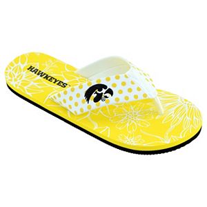 Women's College Edition Iowa Hawkeyes Floral Polka-Dot Flip-Flops