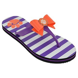 Women's College Edition Clemson Tigers Bow Flip-Flops