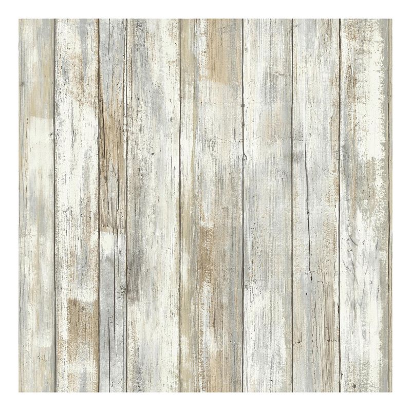 Roommates Faux Distressed Wood Peel & Stick Wallpaper Wall Decal, Natural