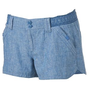 Juniors' Rewind Smocked Linen Shortie Shorts