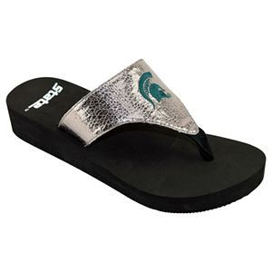 Women's Michigan State Spartans Shine Platform Flip-Flops