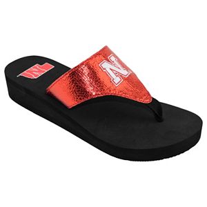 Women's Nebraska Cornhuskers Shine Platform Flip-Flops