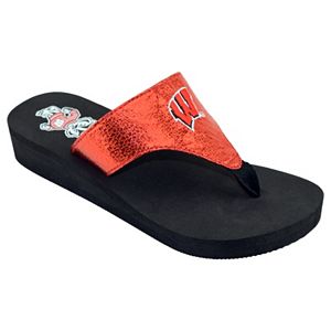 Women's College Editions Wisconsin Badgers Shine Platform Flip-Flops