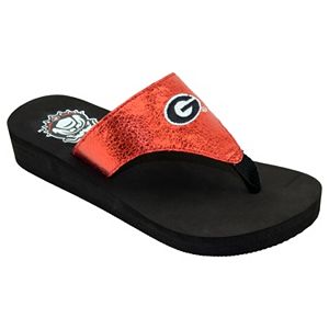 Women's Georgia Bulldogs Shine Platform Flip-Flops