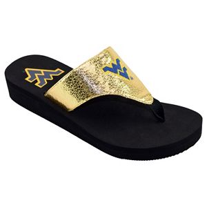 Women's West Virginia Mountaineers Shine Platform Flip-Flops