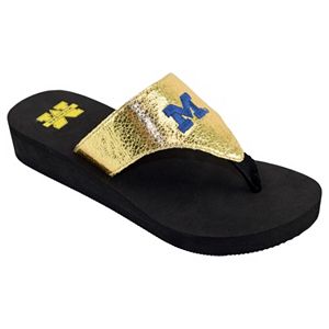 Women's Michigan Wolverines Shine Platform Flip-Flops