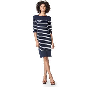 Women's Chaps Striped Boatneck Sheath Dress