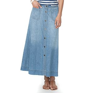 Women's Chaps Button-Front Jean Skirt