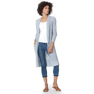 Women's Chaps Marled Long Cardigan