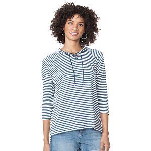 Women's Chaps Striped Waffle-Knit Hoodie