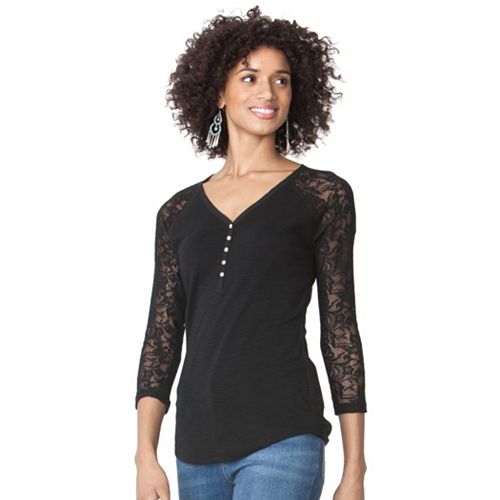 Women's Chaps Lace Henley