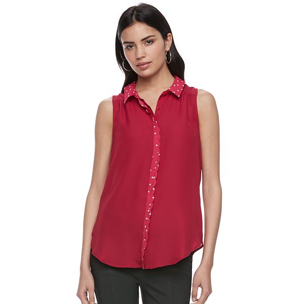 Women's ELLE™ Scallop Chiffon Blouse