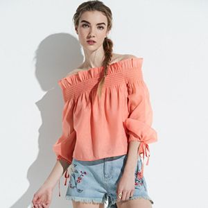 k/lab Smocked Off-the-Shoulder Top