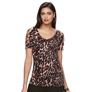 Women's Jennifer Lopez Strappy Cold-Shoulder Tee