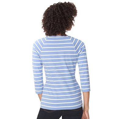 Women's Chaps Lace-Up Boatneck Tee