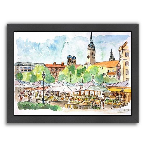 Americanflat Munich Viktualienmarkt Framed Wall Art