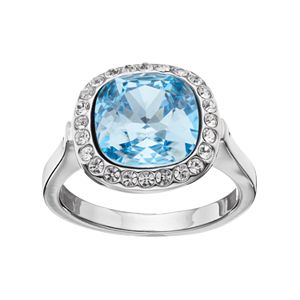 Brilliance Blue Crystal Halo Ring with Swarovski Crystals