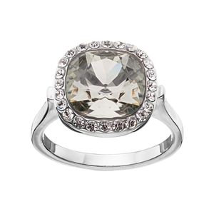 Brilliance Black Crystal Halo Ring with Swarovski Crystals