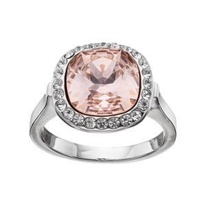 Brilliance Pink Crystal Halo Ring with Swarovski Crystals