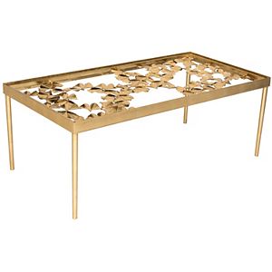 Safavieh Gold Finish Ginkgo Leaf Coffee Table