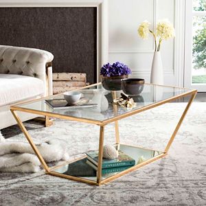 Safavieh Geometric Gold Finish Coffee Table